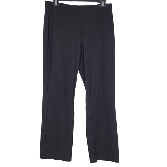 Women's Eileen Fisher Black Pull On Straight Leg Crepe Stretch Pants Size S - Picture 1 of 11